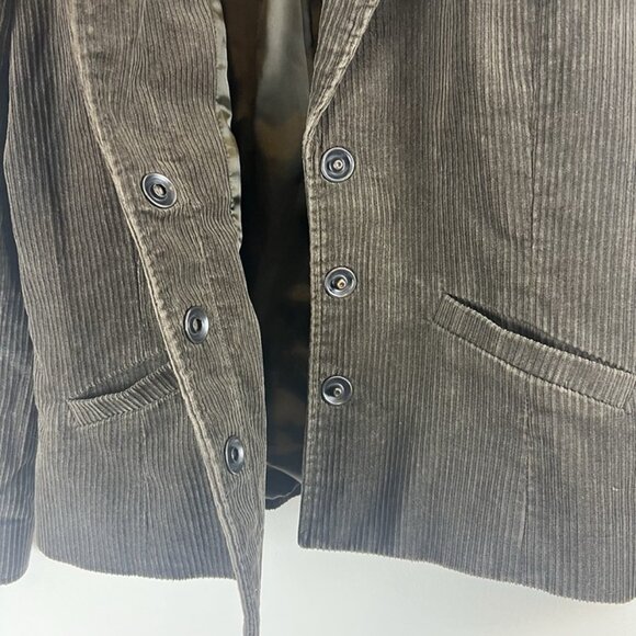 Vintage Liz Claiborne Brown Wide Wale Corduroy Blazer sz 10 Petite Academia Y2K - Picture 3 of 10